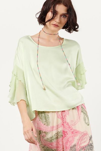 Bild von . MAGLIA T-SHIRT B.YU DONNA IN VISCOSA BY06114 VERDE